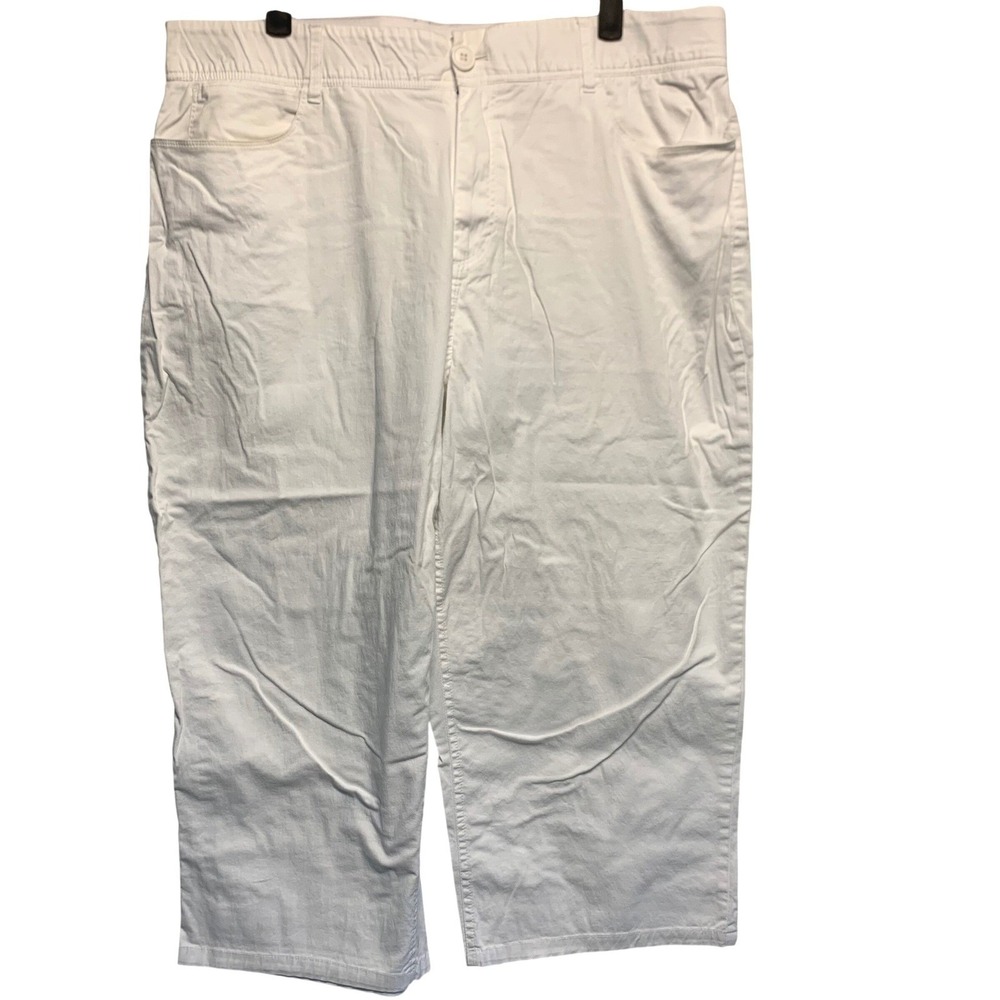 Christopher & Banks Capri Pants Women's 16 White Modern Fit Cotton Blend Stretch